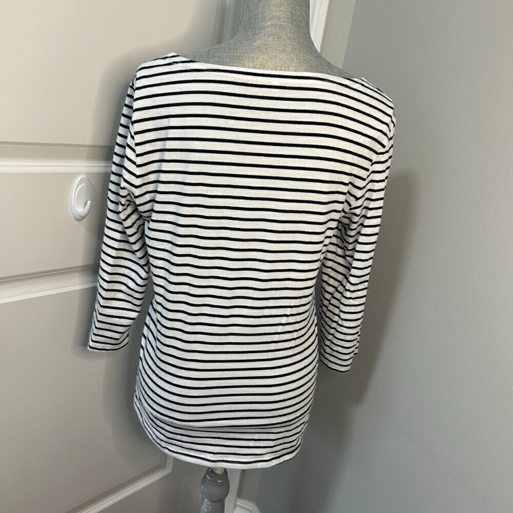 Black & White Boat Neck 3/4 Sleeve Top NWOT Size M - Picture 2 of 2